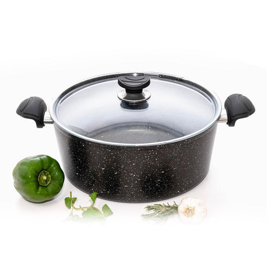 OMS 20cm Granite Deep Casserole Black