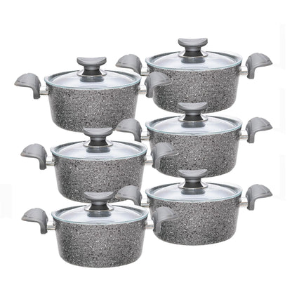 OMS 12 Piece Deep Casserole Set Grey