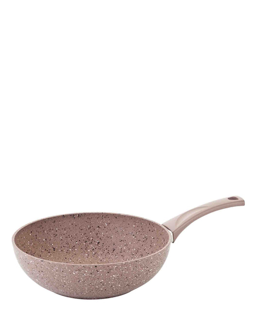 OMS Granite 34cm Non Stick Wok - Brown