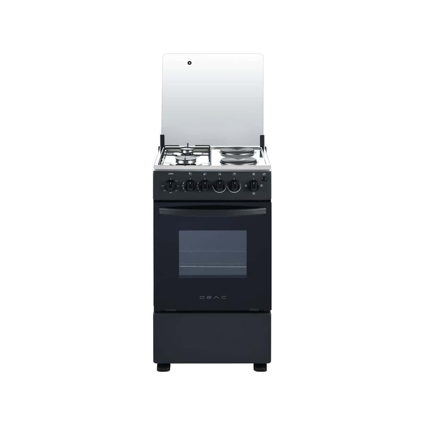 Obac 50cm Freestanding Gas/Electric Cooker Black