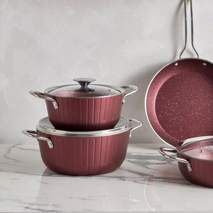 Oms Colonna 24cm Deep Pot Burgundy