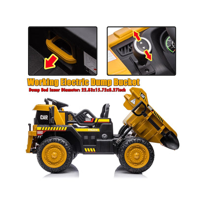 12V 2 Seater Kids Ride-On Construction Dump Truck with Electric Dump Bed - PH007
