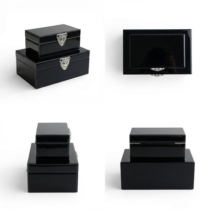 2 Piece Leopard Jewellery Box Set Black