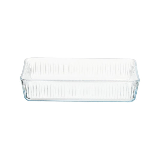 Borcam 3Lt Rectangular Ribbed Casserole Clear