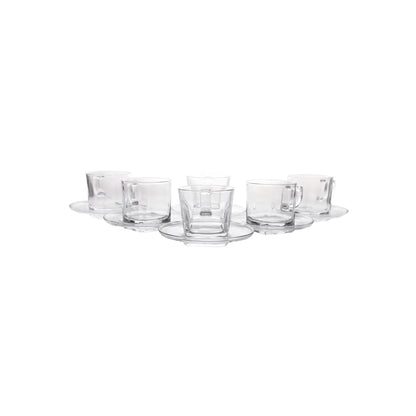 Pasabahce 6 Piece Carre Teacup & Saucer Set Clear
