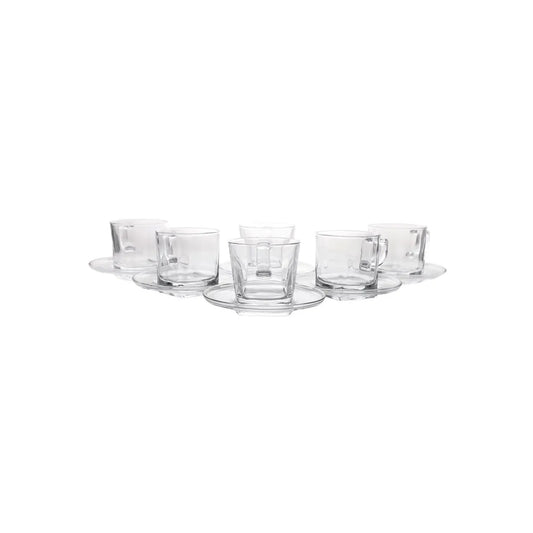 Pasabahce 6 Piece Carre Teacup & Saucer Set Clear