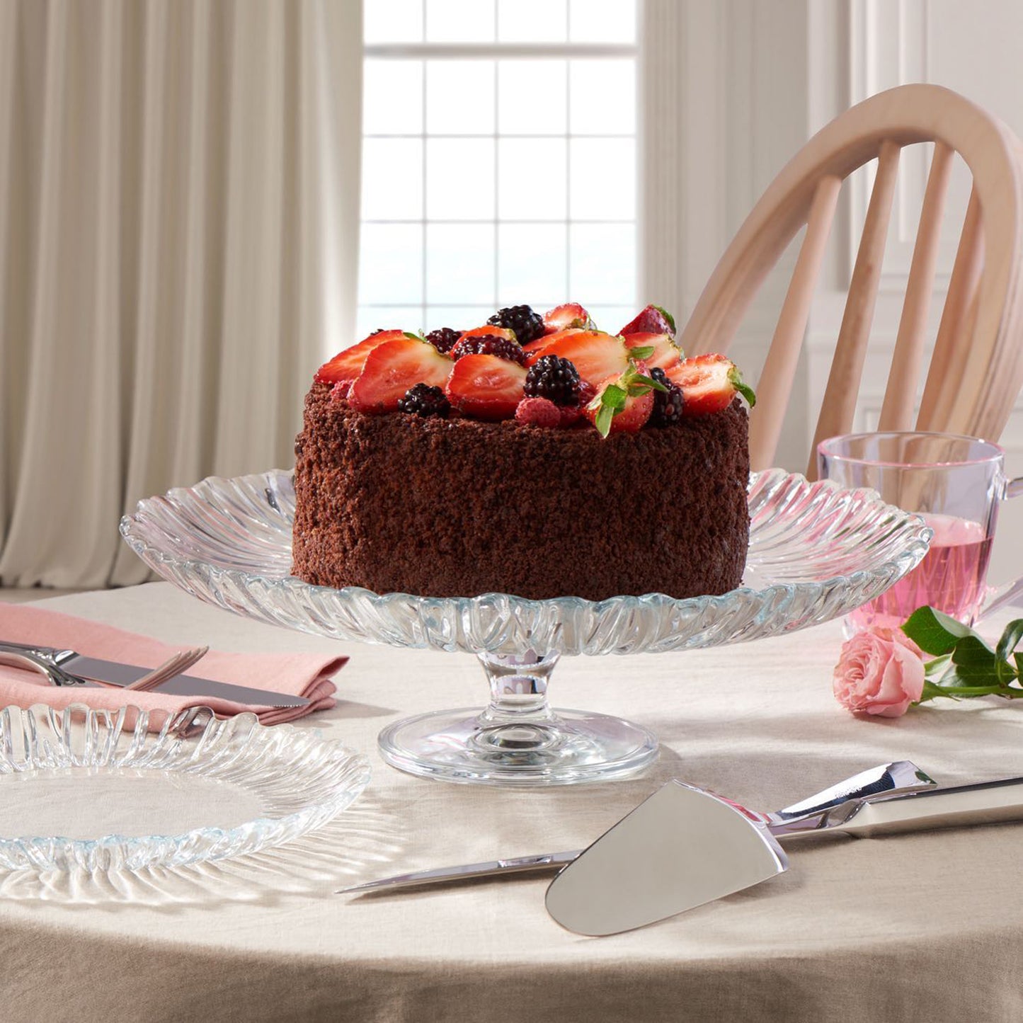 Pasabahce 20.5cm Aurora Glass Cake Stand Clear