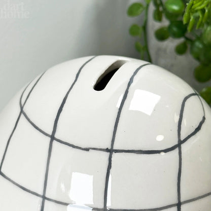 Turtle Ceramic Money Box Green & White