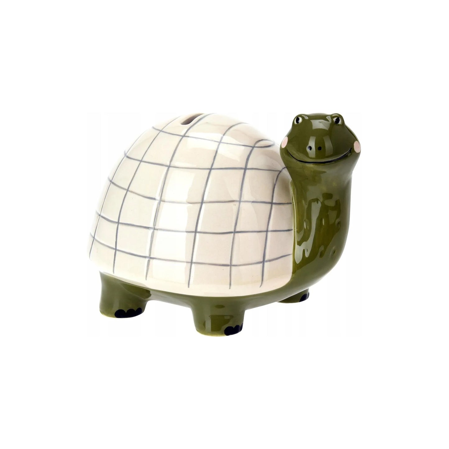 Turtle Ceramic Money Box Green & White