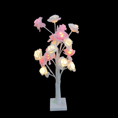 60cm LED Tree with Roses Pink & White