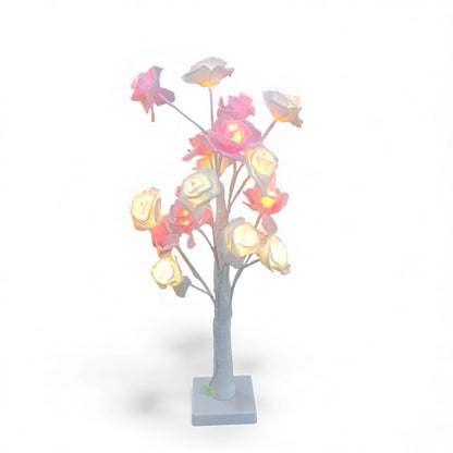 60cm LED Tree with Roses Pink & White