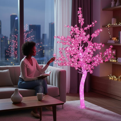 1.8m Tree with LED Lights Pink
