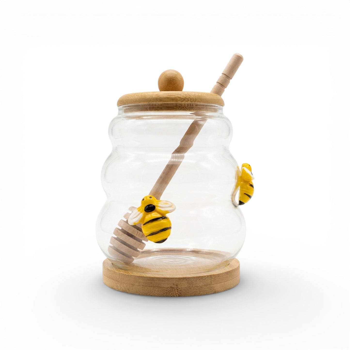 Bee Design Honey Jar with Dipper Clear