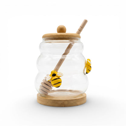Bee Design Honey Jar with Dipper Clear