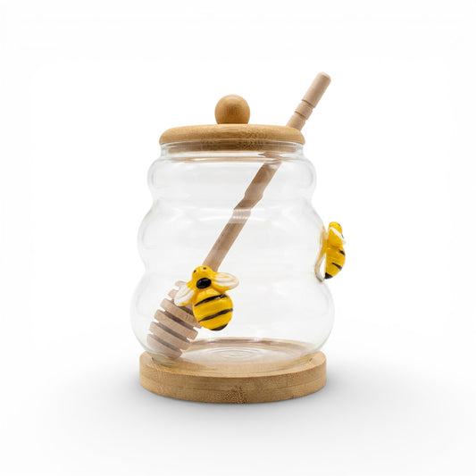 Bee Design Honey Jar with Dipper Clear
