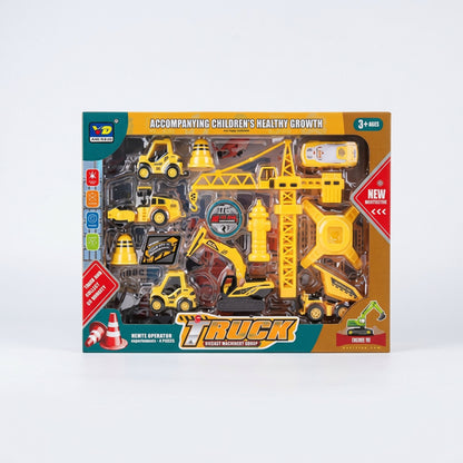 Pull Back Construction Truck & Crane Set Yellow