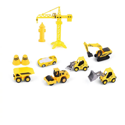 Pull Back Construction Truck & Crane Set Yellow