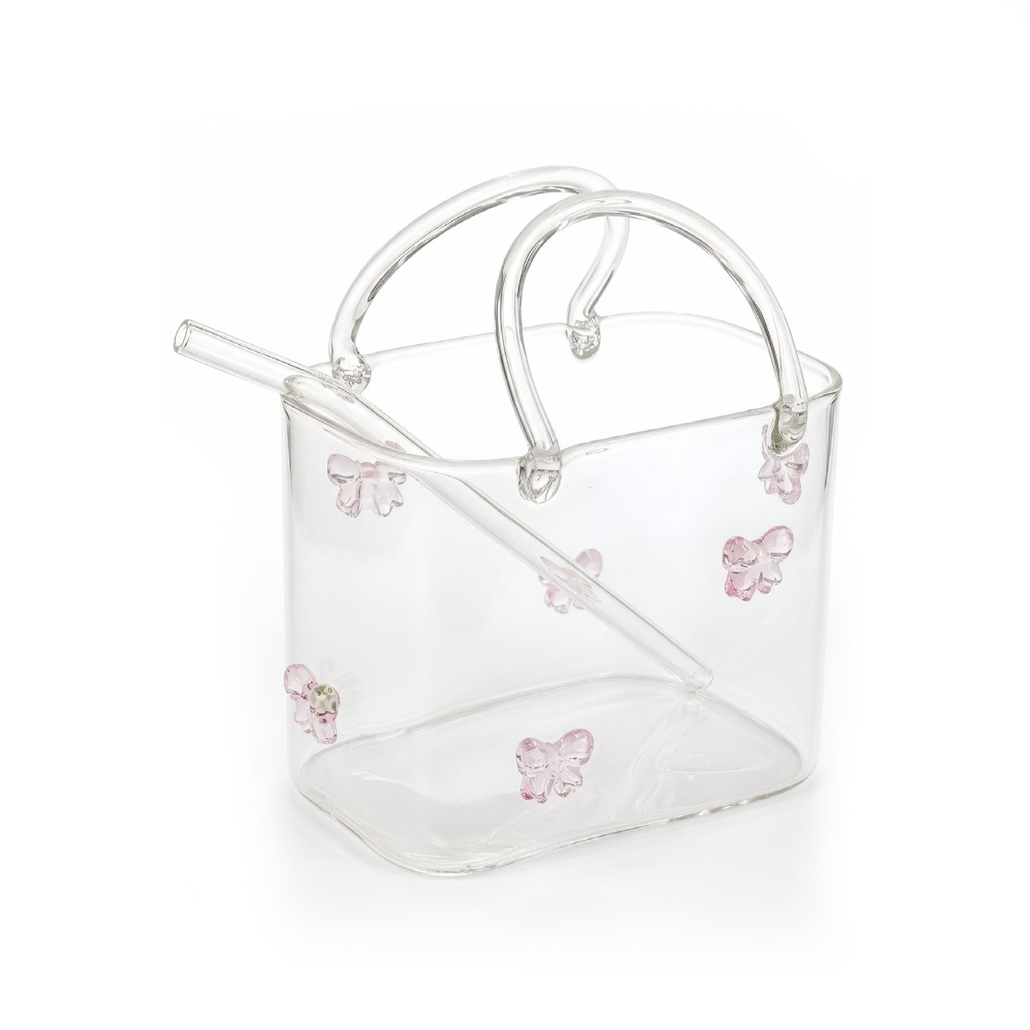 Purse Drinking Glass with Straw Clear