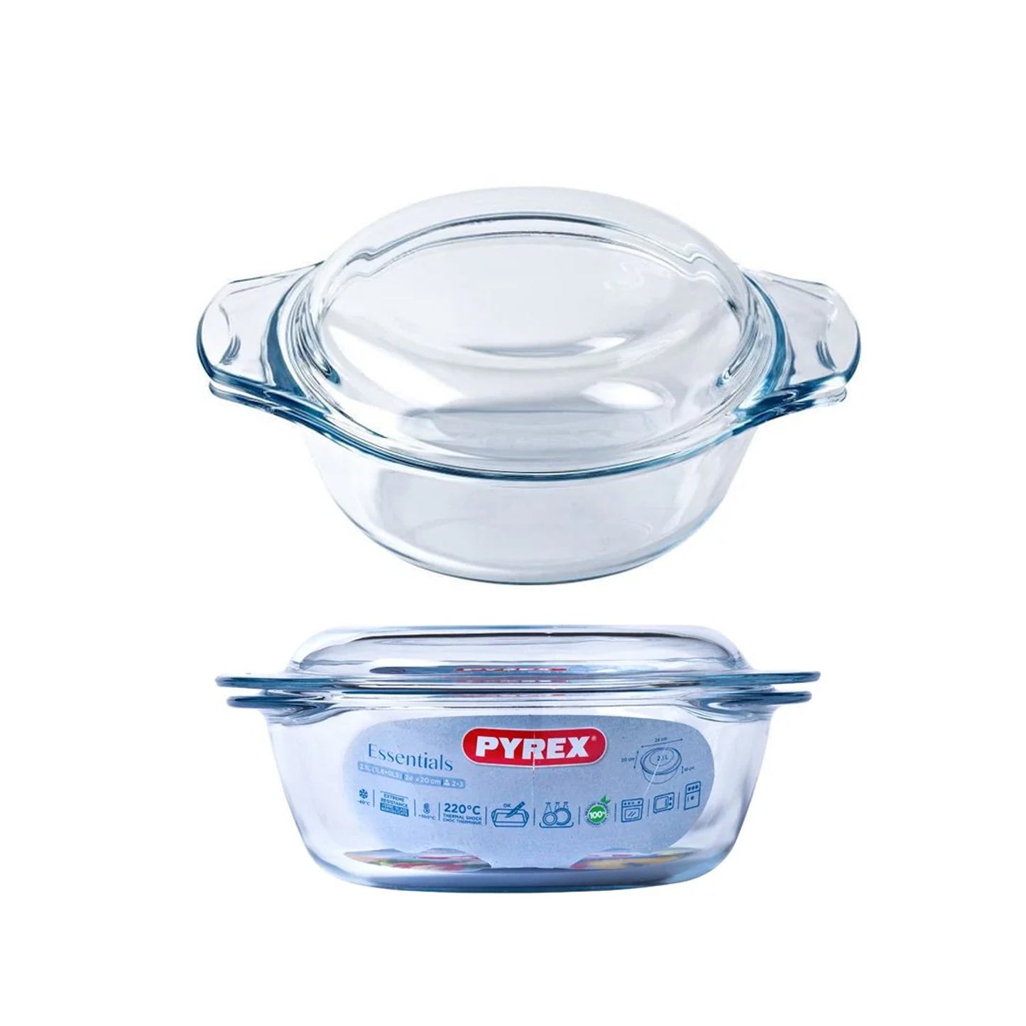 Pyrex 2.1Lt Round Casserole Dish Clear