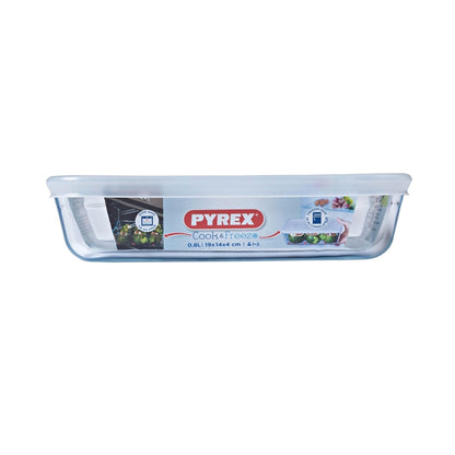 Pyrex Cook & Freeze 800ml Rectangular Container With Plastic Lid Clear