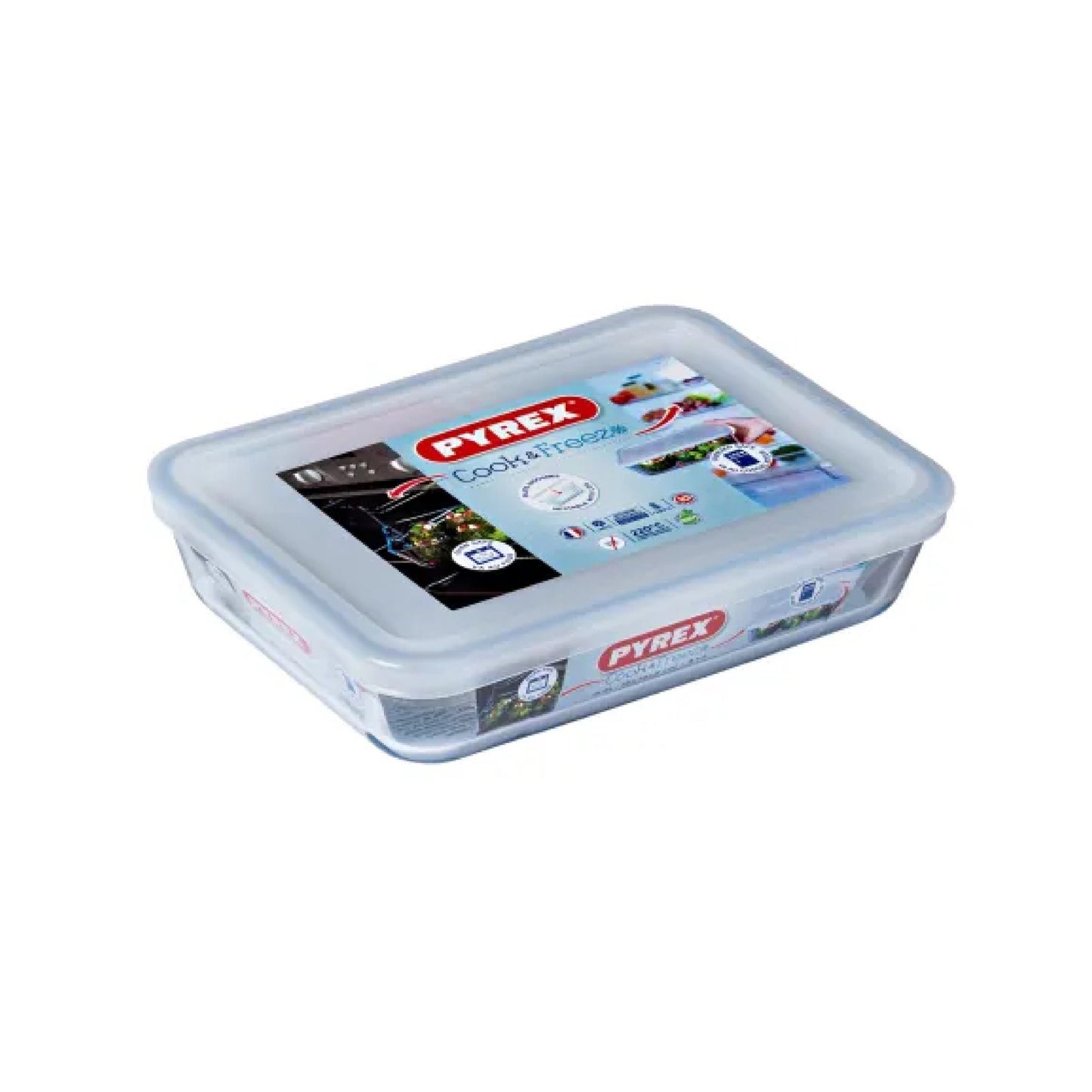 Pyrex Cook & Freeze 800ml Rectangular Container With Plastic Lid Clear