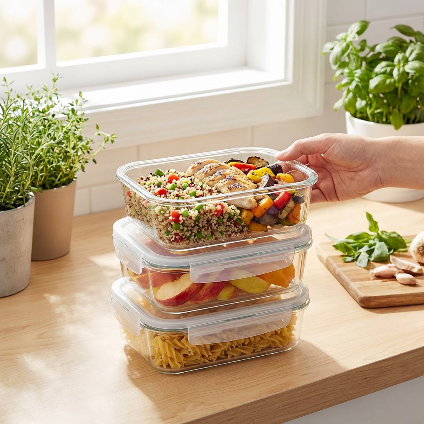 3 Piece 640ml Storage Container Set Clear