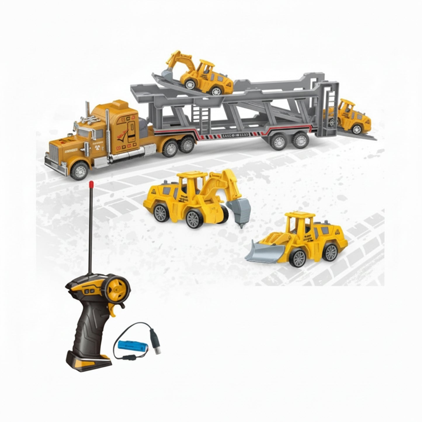 RC Truck With 4 Construction Vehicles