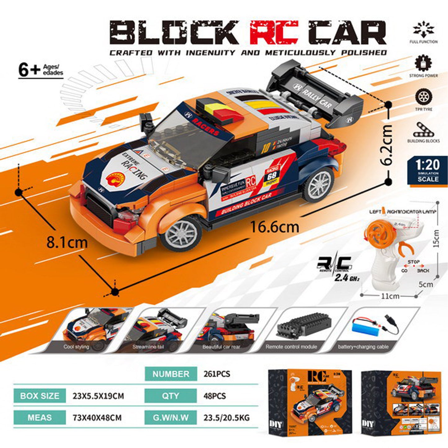 RC 261 Piece Car Building Block Set Multicoloured
