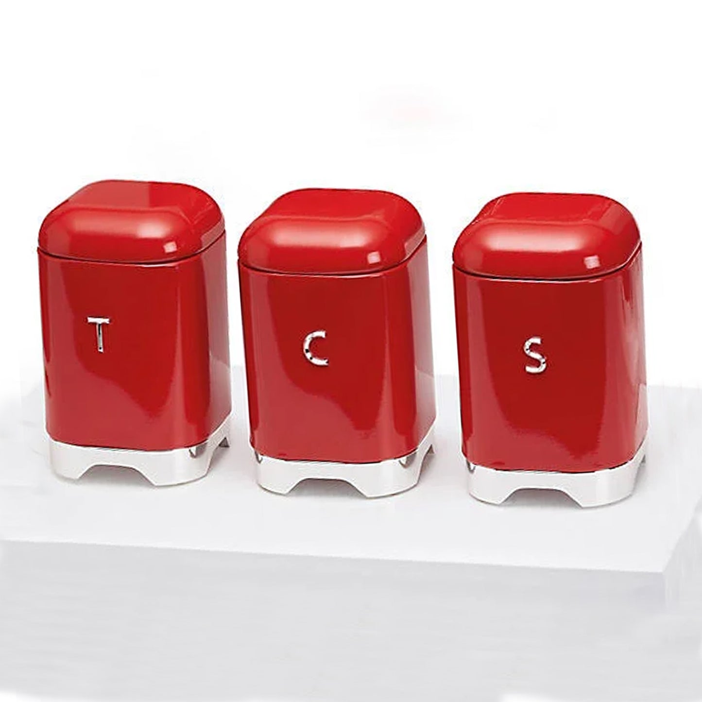 Retro Canister 3 Piece Set Red