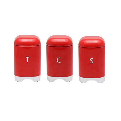 Retro Canister 3 Piece Set Red