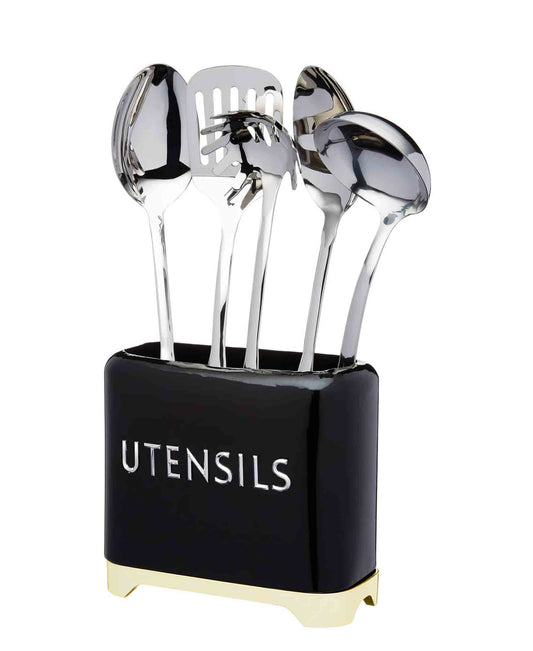 Retro Utensil Tin - Black & Gold