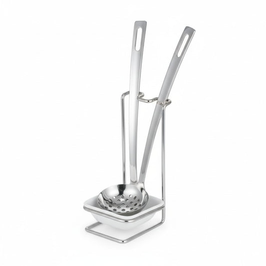 Rolux 2 Piece Ladle Set with Stand Silver