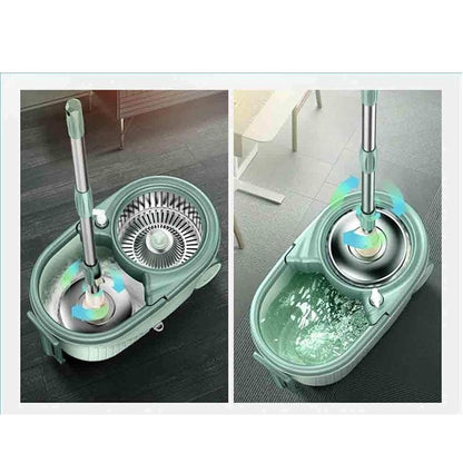 Rotating Mop Bucket with 2 Mop Heads Green
