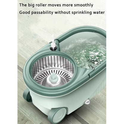 Rotating Mop Bucket with 2 Mop Heads Green
