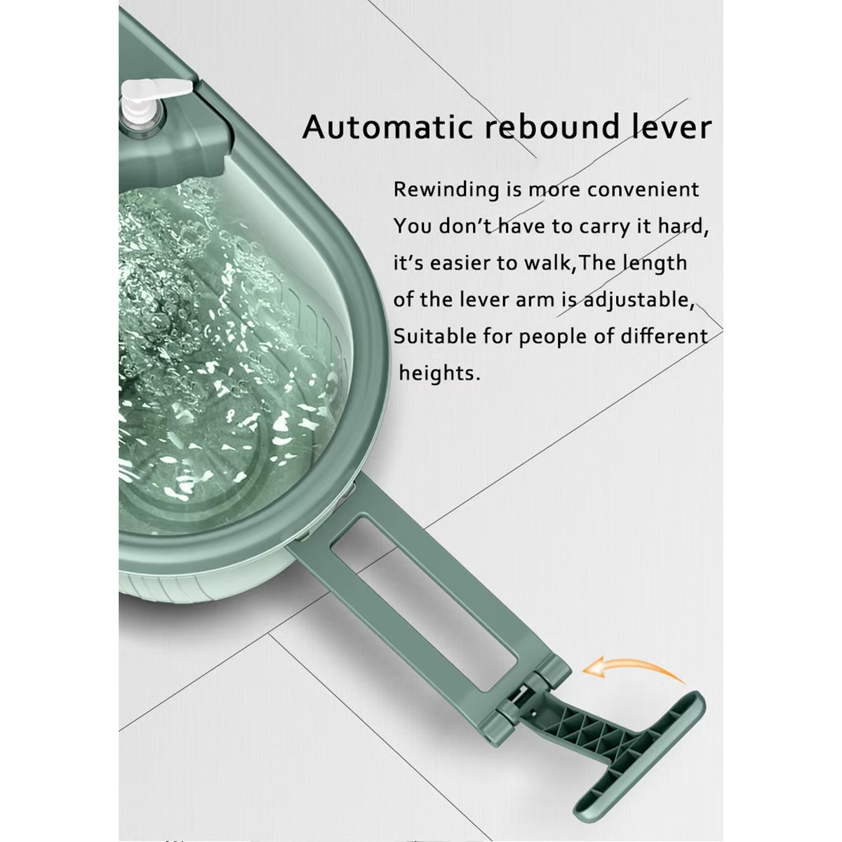 Rotating Mop Bucket with 2 Mop Heads Green