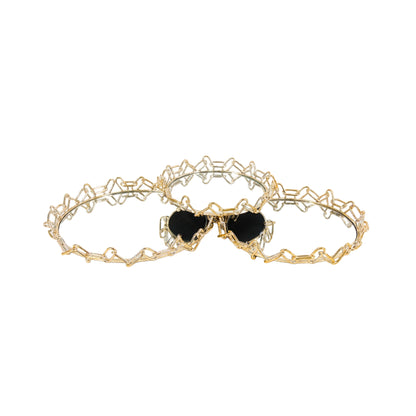 3 Piece Chain Design Metal Tray Set Gold