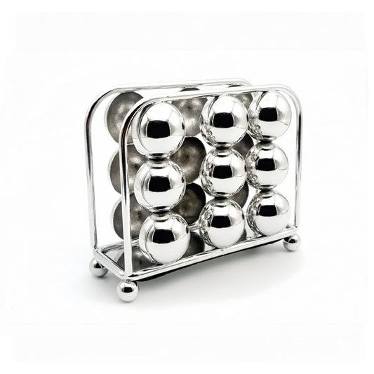 Square Bead Design Napkin Holder Silver
