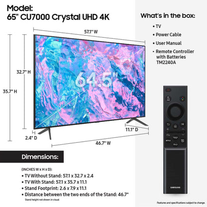 Samsung 65" Crystal UHD 4K Smart TV