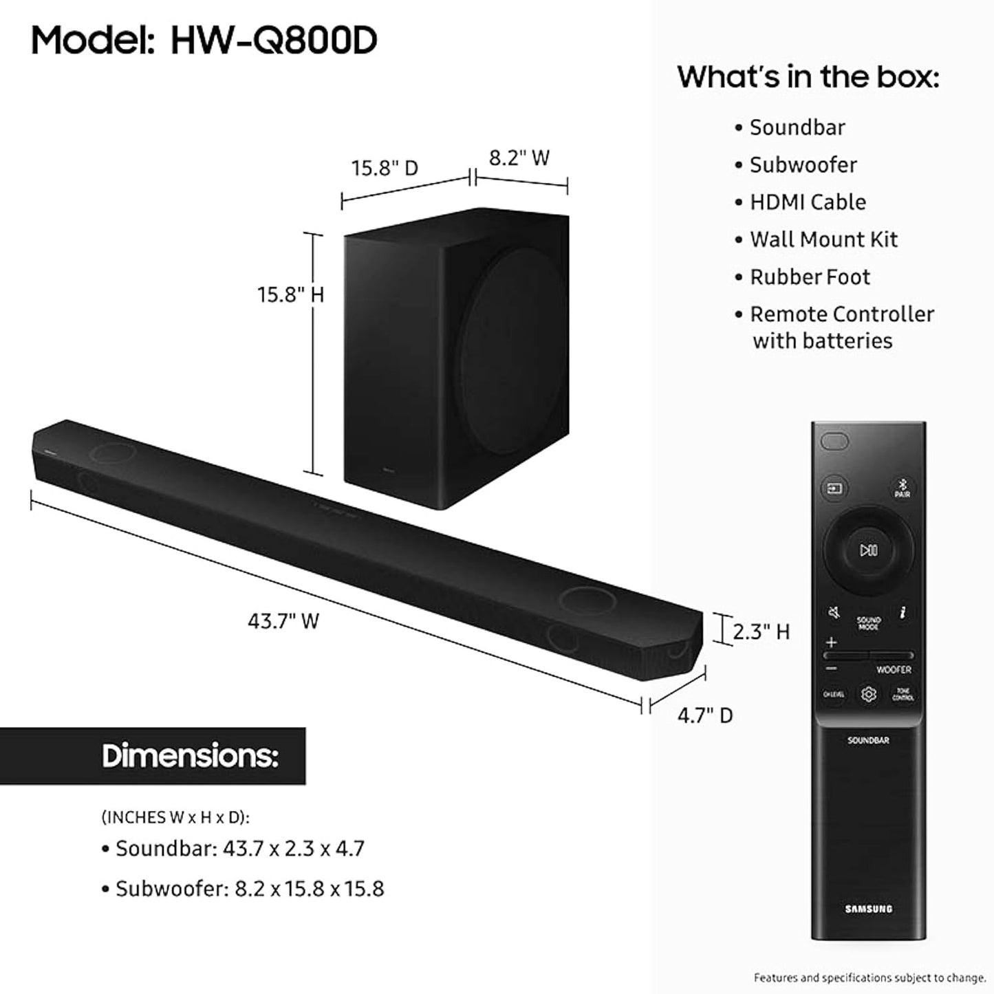 Samsung Q-series Soundbar 5.1.2 ch Sub Woofer Black