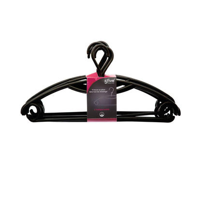 Five 8 Piece Rotating Plastic Hanger Set Black