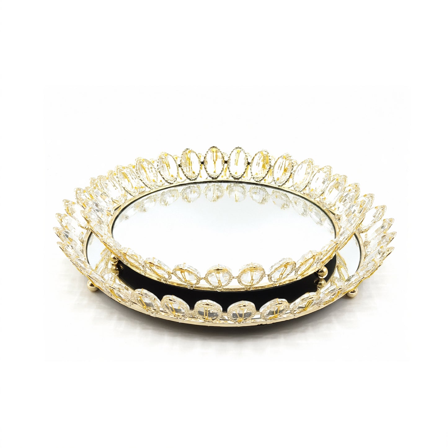 2 Piece Mirror Tray Set Gold