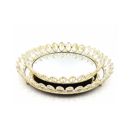 2 Piece Mirror Tray Set Gold