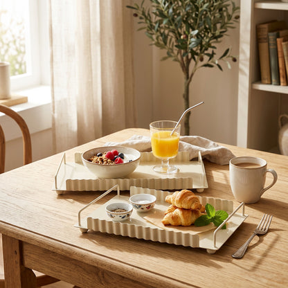 2 Piece Serving Tray Set Cream