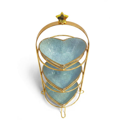 3 Tier Snack Bowl Set Blue & Gold