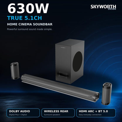 Skyworth 5.1Ch Home Cinema Soundbar System Black