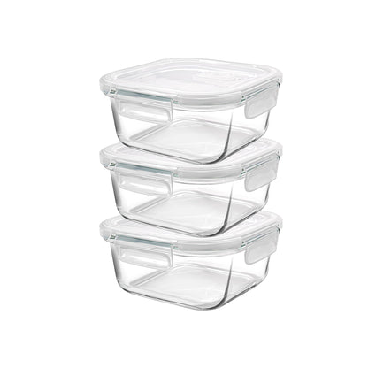 3 Piece 500ml Square Storage Container Set Clear