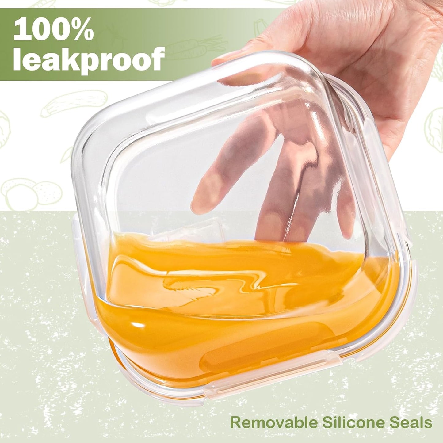 3 Piece 500ml Square Storage Container Set Clear