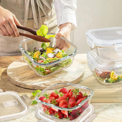 3 Piece 500ml Square Storage Container Set Clear