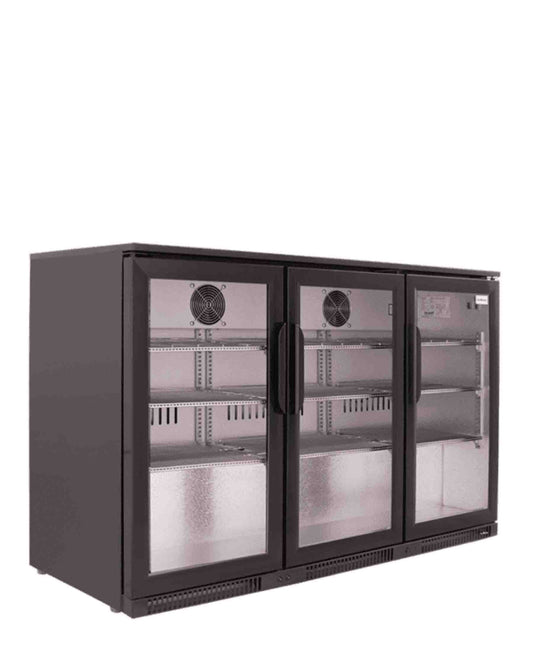 SnoMaster 300L Triple Door Under Counter Beverage Cooler - Black