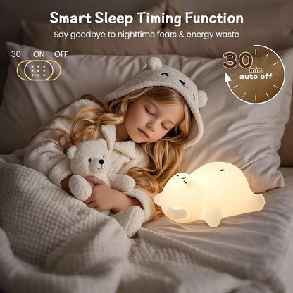 Snoring Bear Baby Night Light White